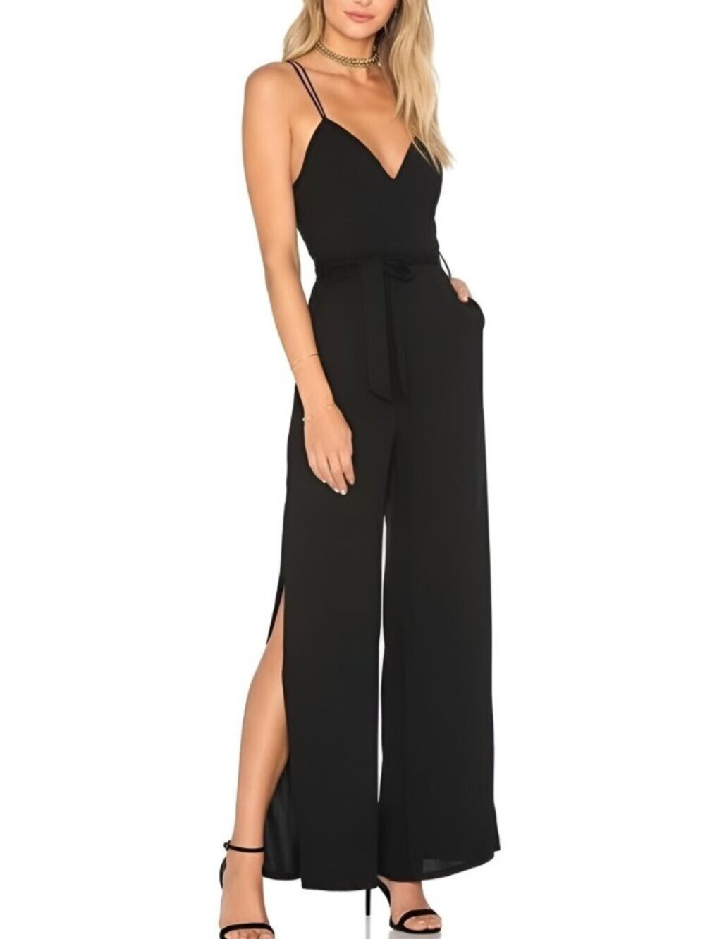 NWT Lovers + Friends Charisma Wide Leg Jumpsuit Black Size M